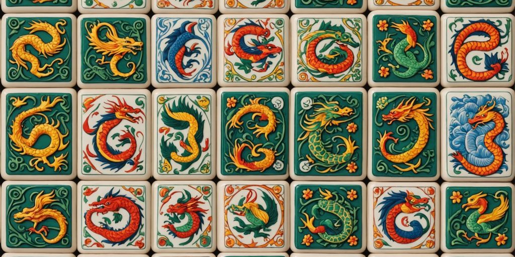 Mahjong tiles with animal designs
