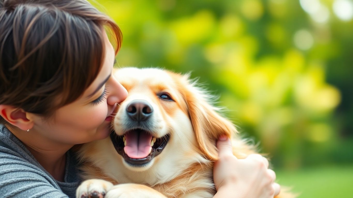 Humano e cão compartilhando um momento feliz.
