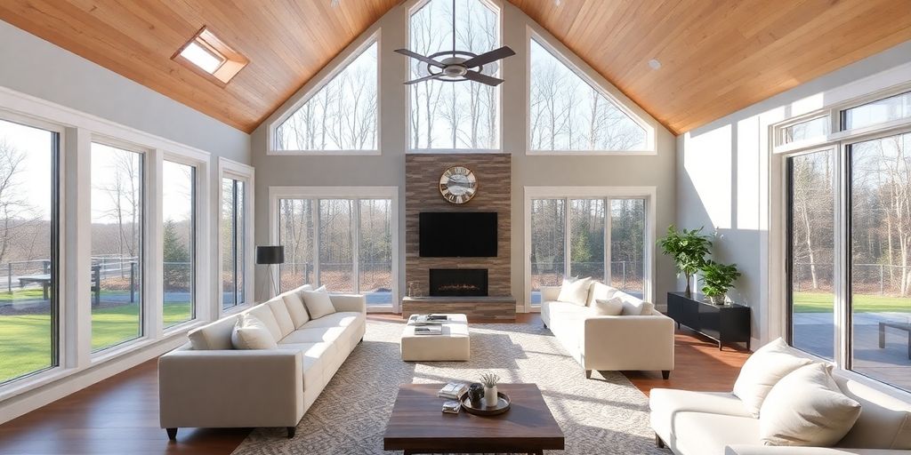 Modern home addition with large windows and natural light.