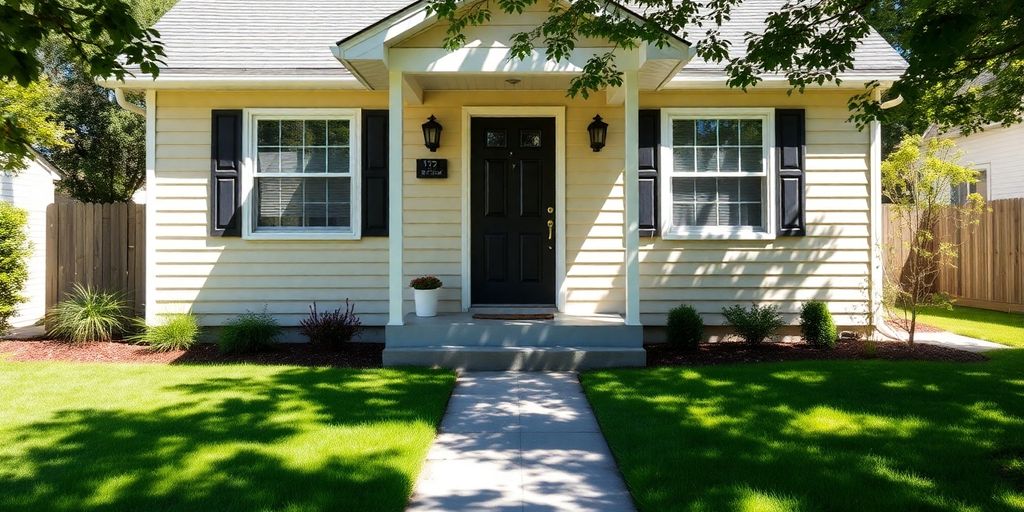 A secure home with a welcoming front yard.