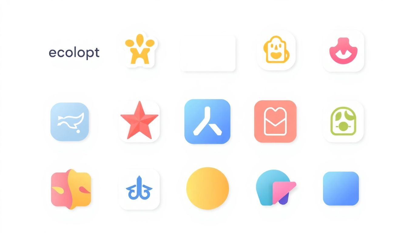 Illustrasjon av varemerkeelementer i moderne stil.