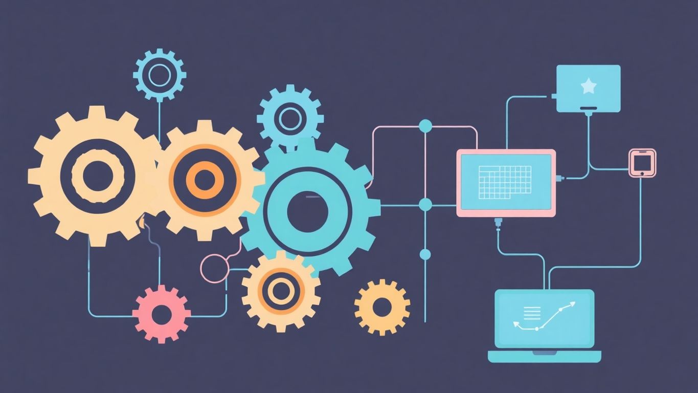 Moderne illustrasjon av teknologi og forretningsutvikling.