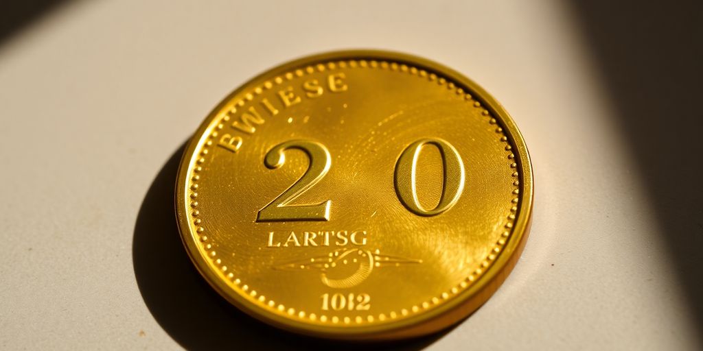 Une pièce d'or suisse de 20 francs brillants.