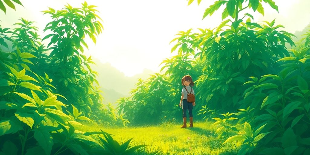 Green landscape with character.