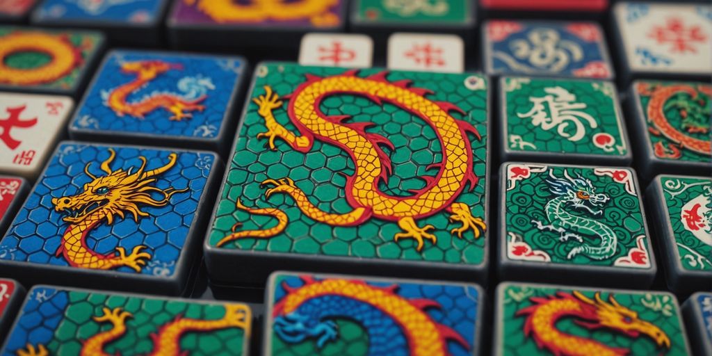 American Mahjong dragon tiles with symbolic meanings.