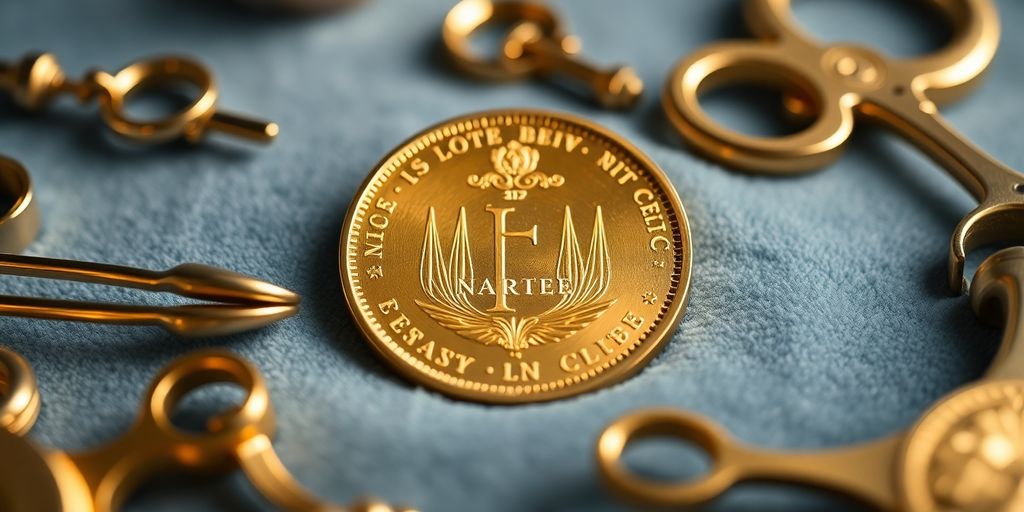Une pièce de Napoléon en or sur un fond élégant.