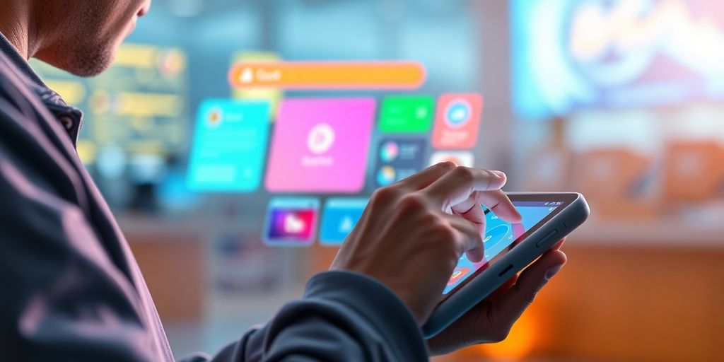 Person interacting with digital learning interface.
