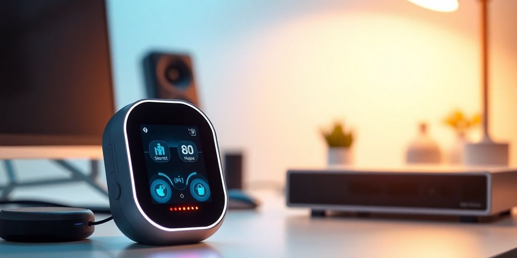 AI personal assistant device on a modern desk.
