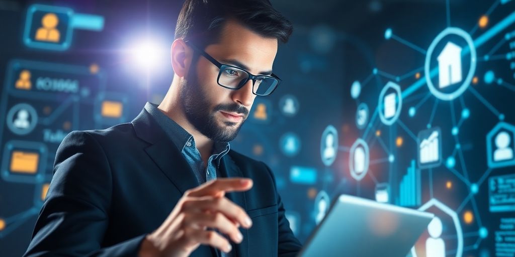 Professional unlocking potential with digital tools.