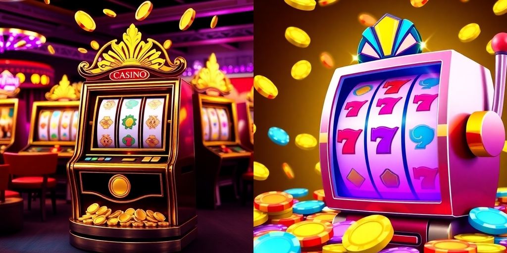 Spinning reels with gold coins falling.