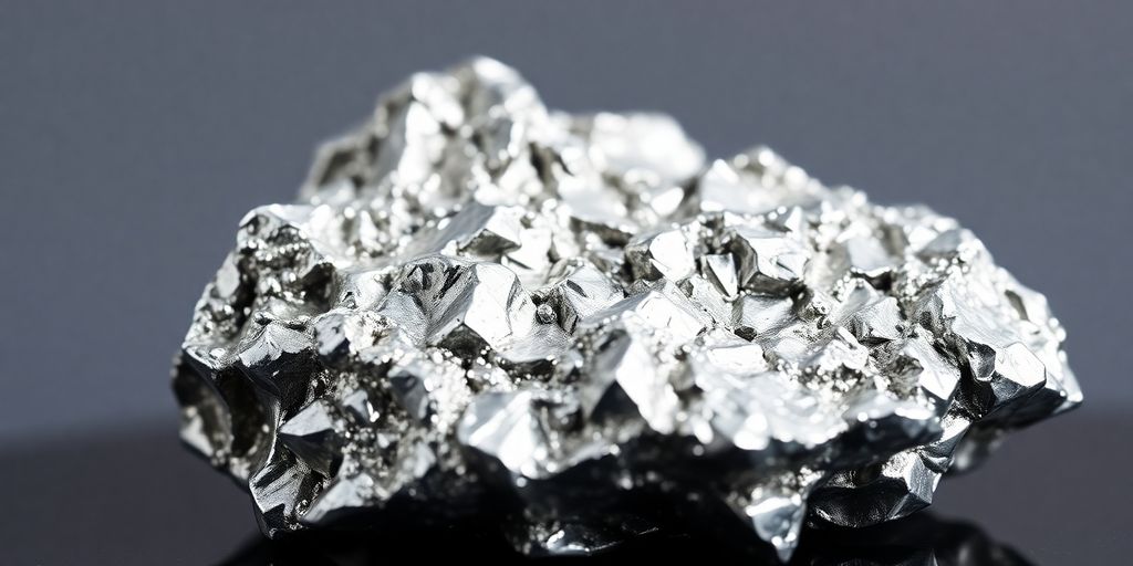 Nugget de palladium brillant sur fond flou.