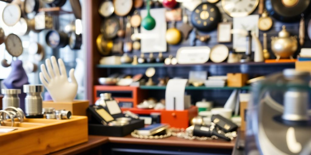 Boutique de prêt sur gage avec objets de valeur.