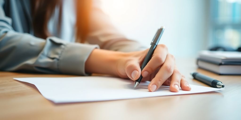 Student writing professional cover letter.