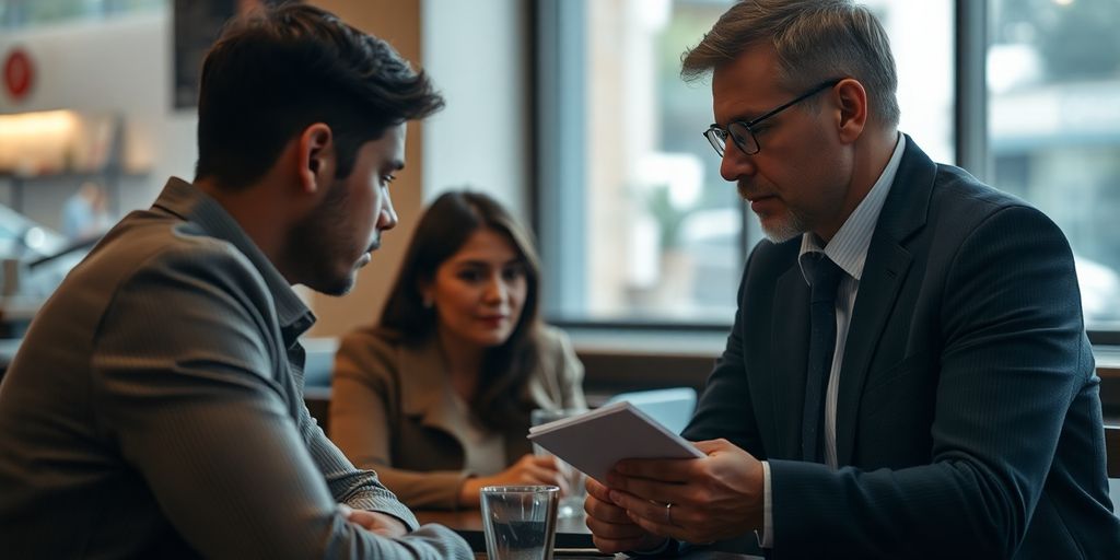Private investigator watching a couple in a cafe.