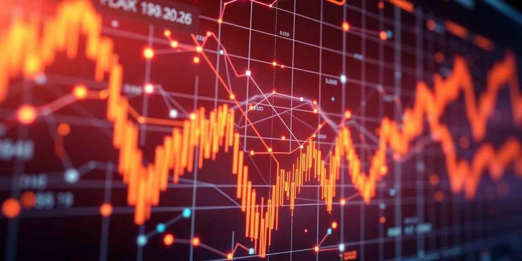 Cryptocurrency trading bot interface with abstract digital patterns.