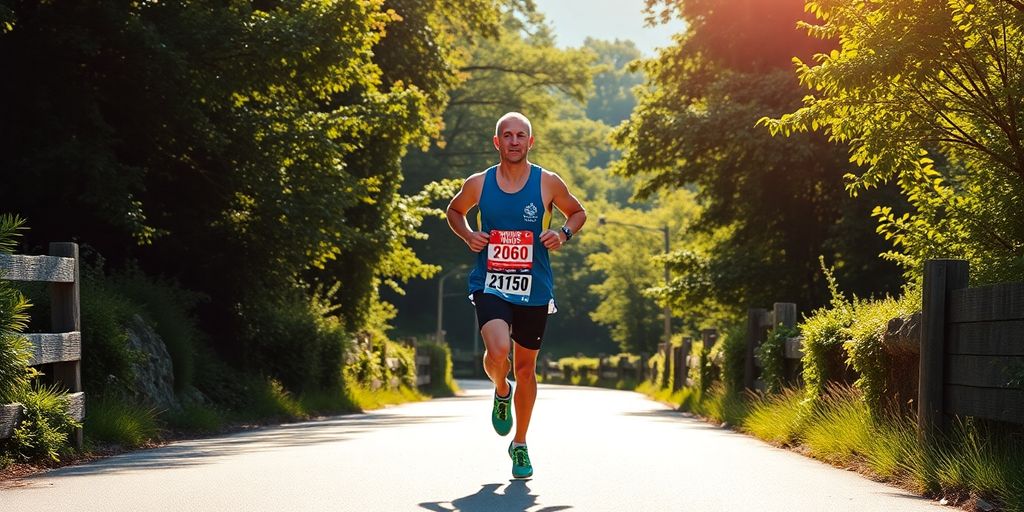 Runner focused on completing a marathon in under four hours.