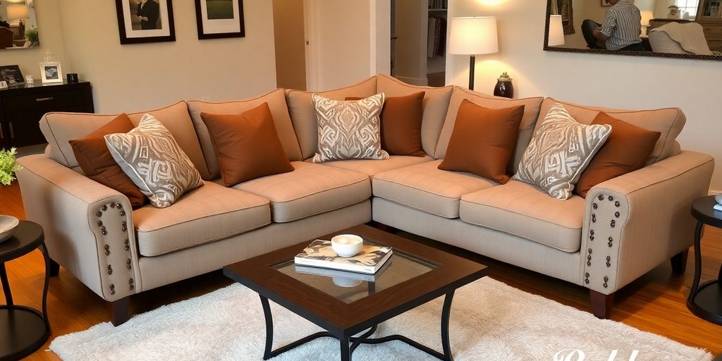Stylish sectional couch in a cozy living room setting.