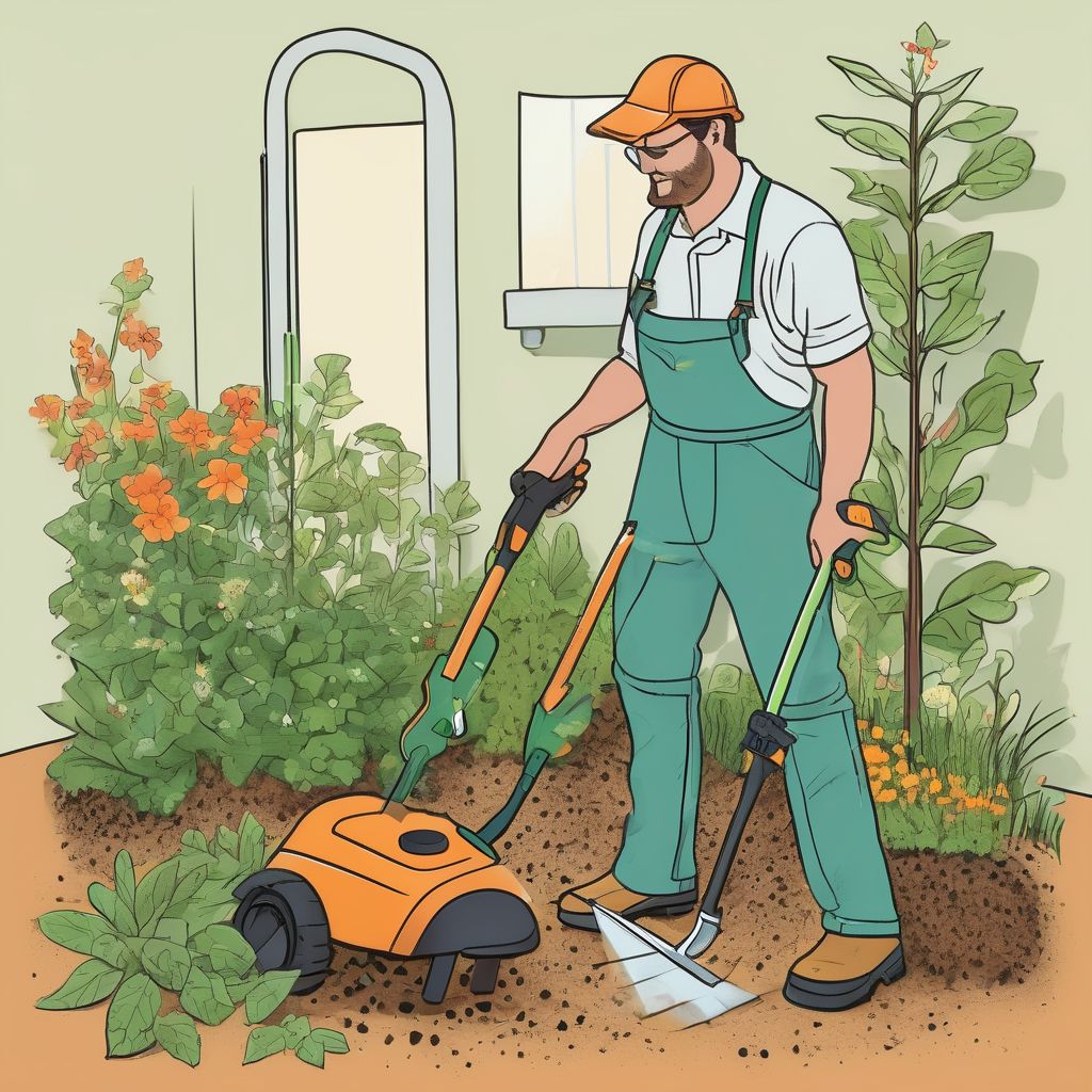 electric and battery-powered garden tools in use
