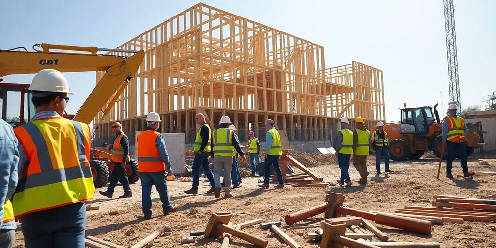 Construction site with workers