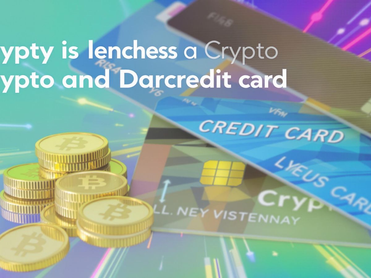 Credit card and cryptocurrency coins on a bright background.