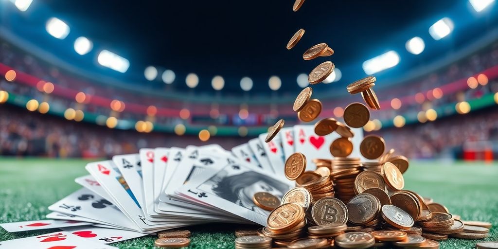 Sports betting odds and money flowing.