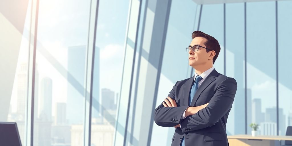Executive in a modern office, financial leadership