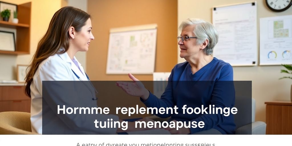 Consulta médica sobre reposição hormonal na menopausa.