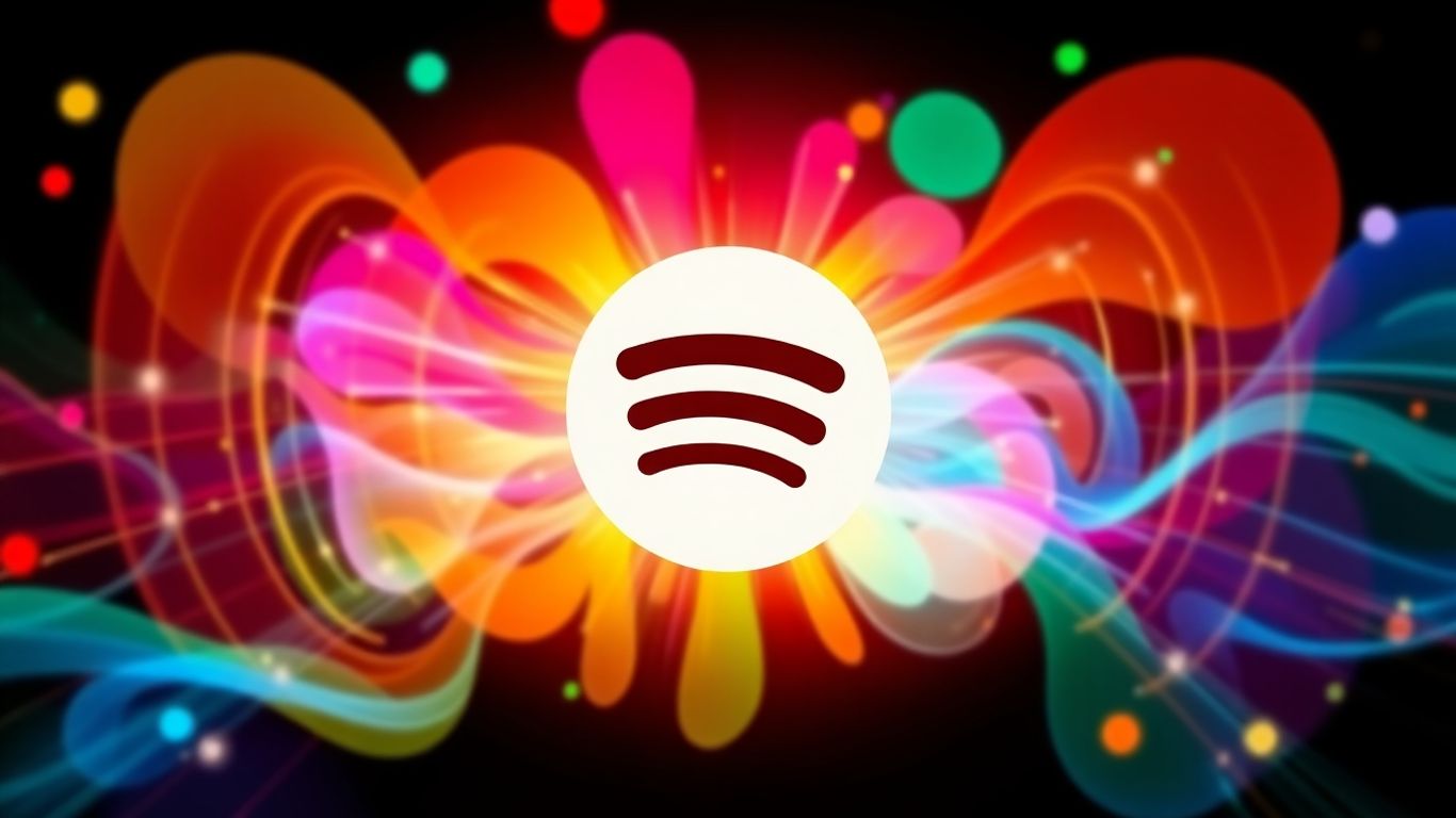 Spotify logo with colorful sound waves