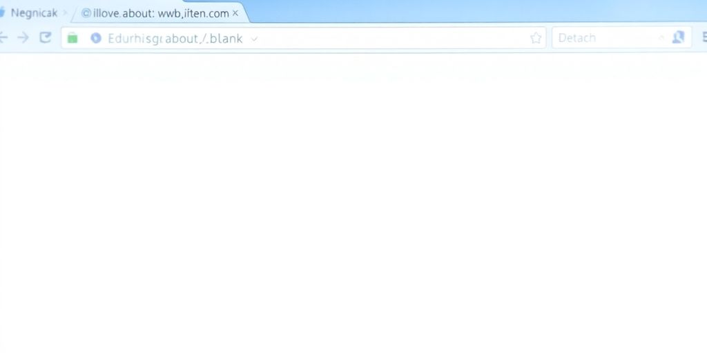 Browser screen with about blank page.