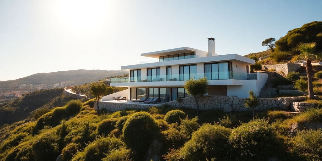 Modern portuguese villa with financial elements.
