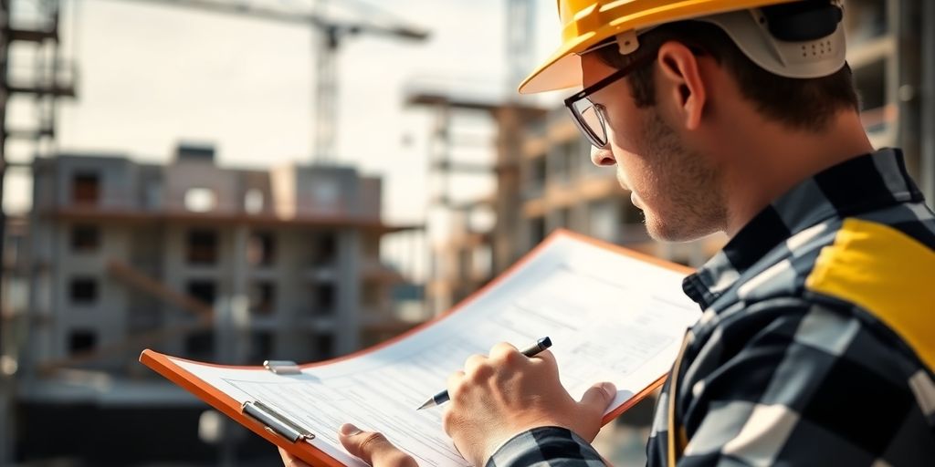 Ouvrier avec casque sur chantier