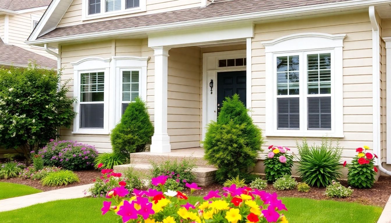 Renovated home exterior with modern features and landscaping.