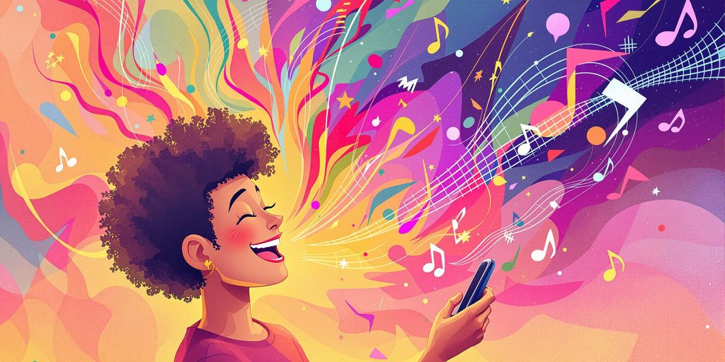 Person enjoying music from a smartphone
