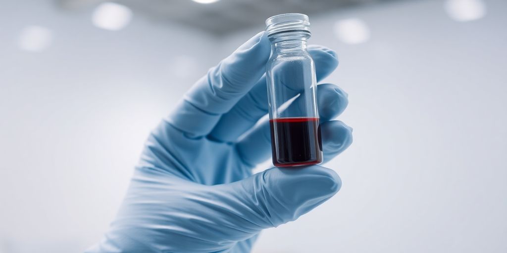 Healthcare professional holds blood sample