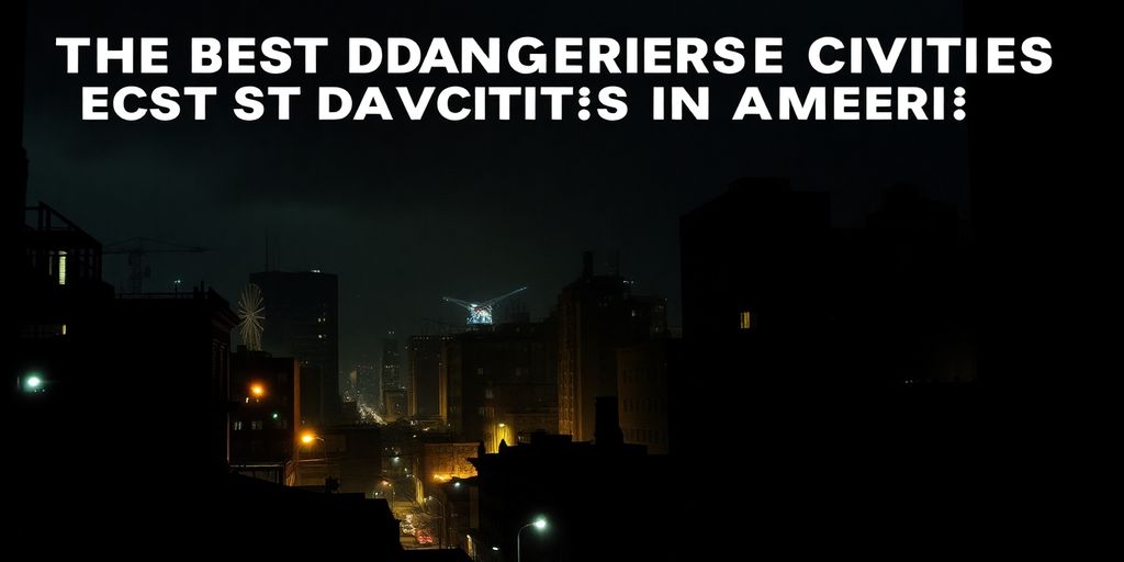 Night skyline of a dangerous American city.