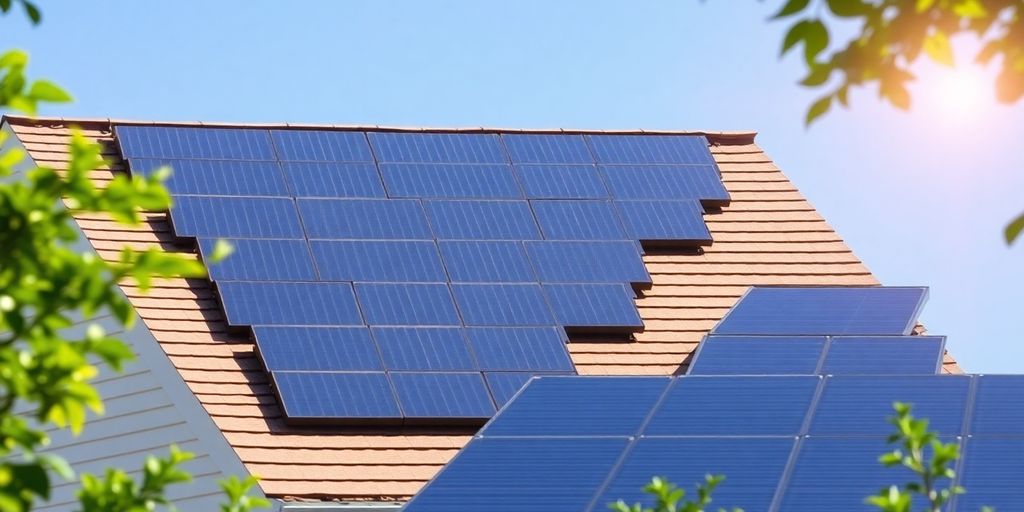 Solar panels on a house roof