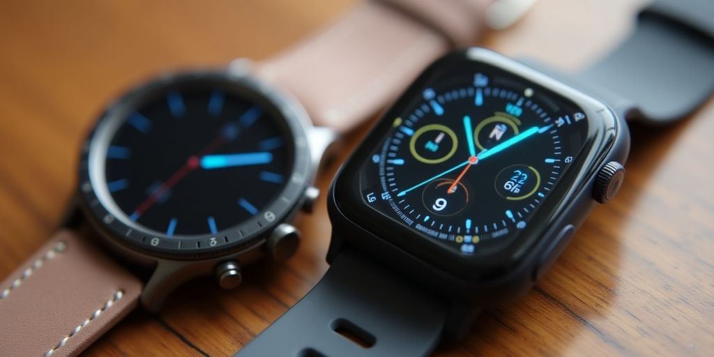 Apple Watch und Samsung Galaxy Watch nebeneinander