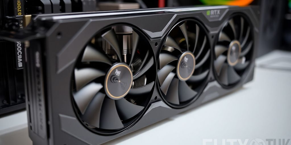 Nahaufnahme einer Nvidia 4070 RTX Grafikkarte