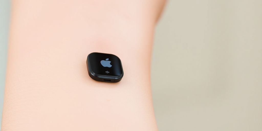 Person using a continuous glucose monitor device.