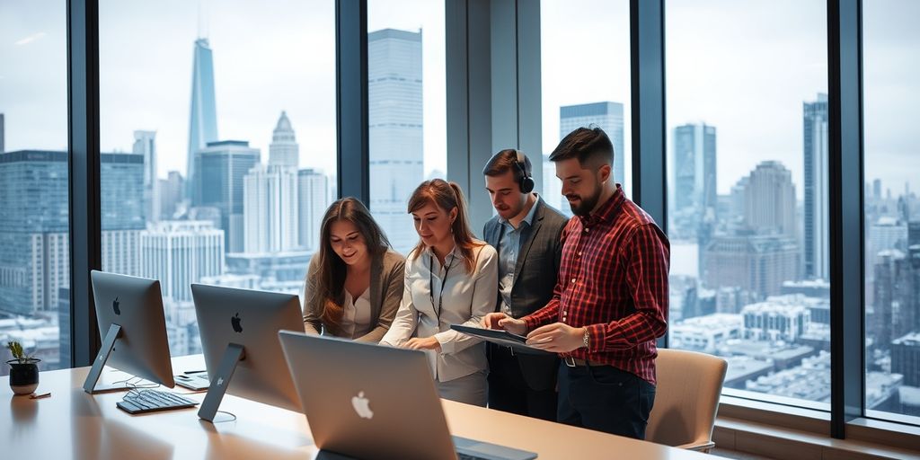 IT team collaborating in Chicago office