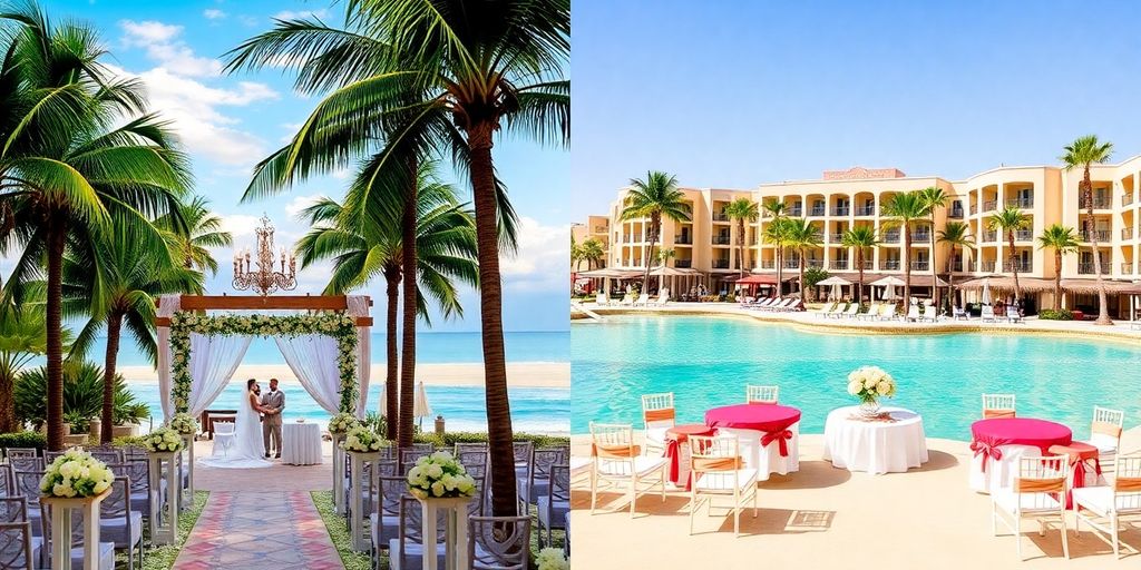 Luxurious Waldorf Astoria wedding against affordable all-inclusive Cabo package.