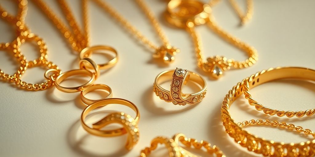 Bijoux en or brillants sur un fond élégant.