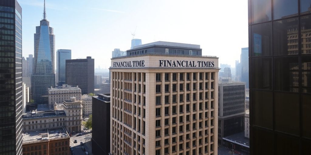 Financial Times building with a cityscape backdrop.