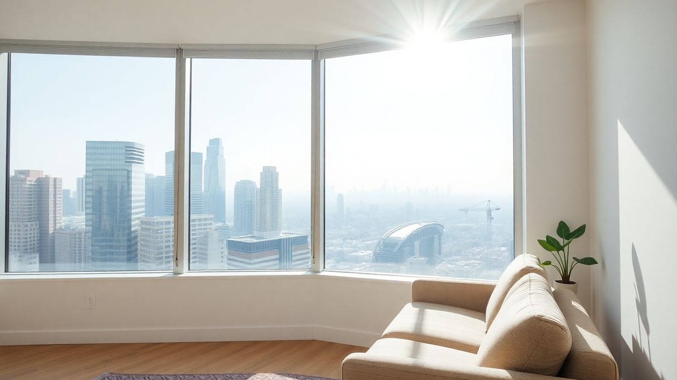 Sala de estar luminosa con sofá y ventana.