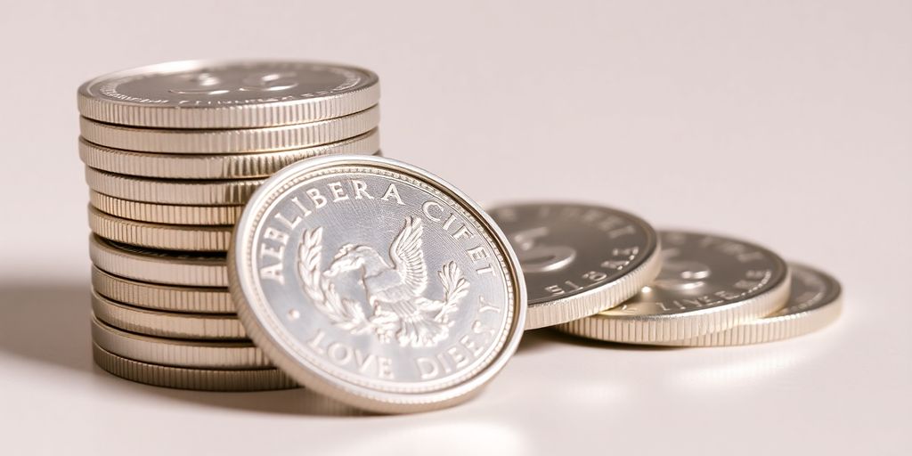 Pièces d'argent sur un fond neutre
