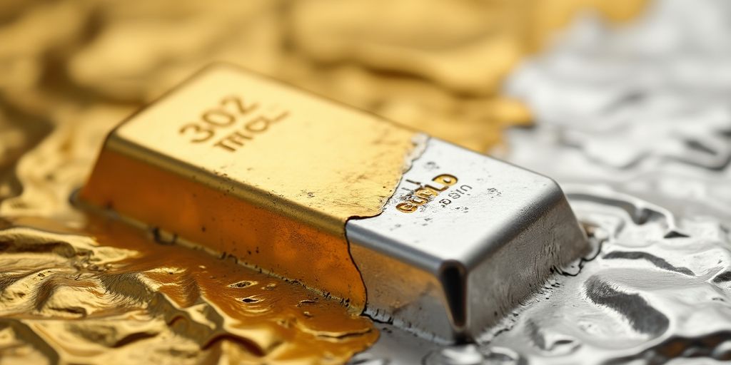 Lingot d'or se transformant en argent.