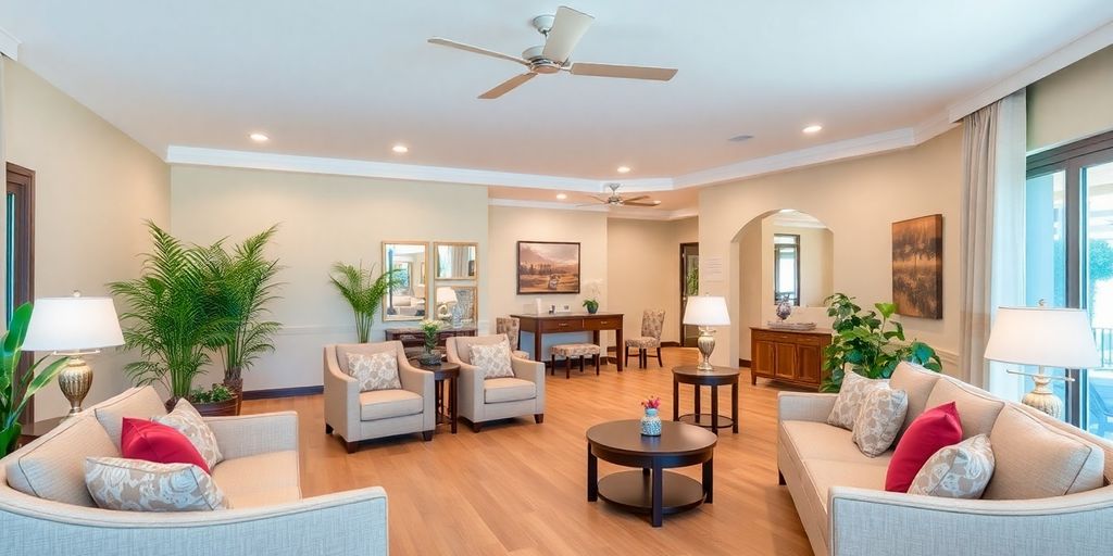 Espaço acolhedor para idosos com conforto e tranquilidade.