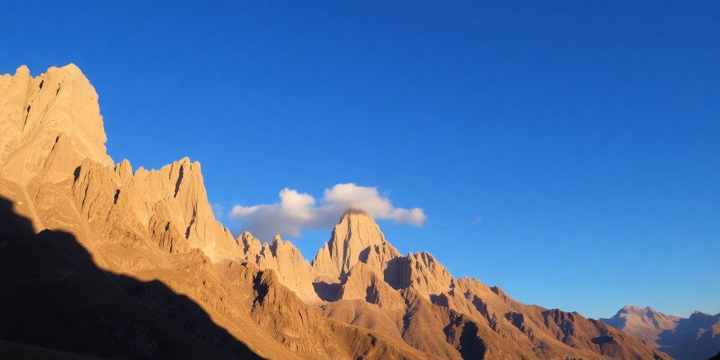 Majestic mountain range under a clear sky.