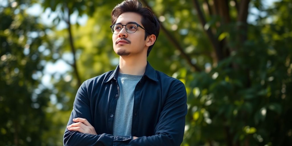 Person contemplating ethical decisions in a serene outdoor setting.