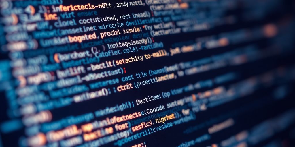 Abstract code snippets with glowing errors.